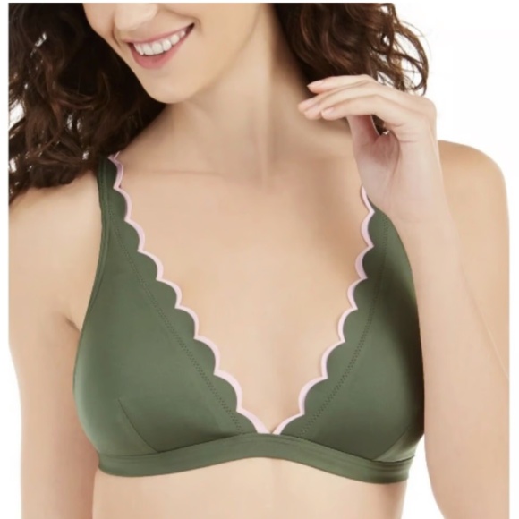 🎁 Kate Spade New York Scallop Wave V-Neck Bikini Top size Large - Picture 1 of 9
